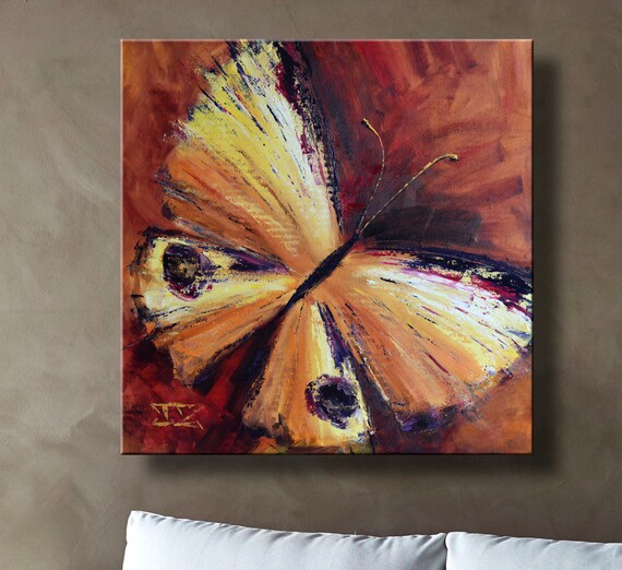 Oil Painting Modern Art Sunny Butterfly Canvas Etsy