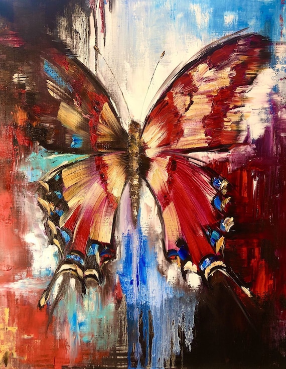 Pintura al óleo, arte moderno, arte de lienzo mariposa mágica, pinturas  sobre lienzo, arte mural, pintura, pintura abstracta, pintura mural, arte  grande -  España