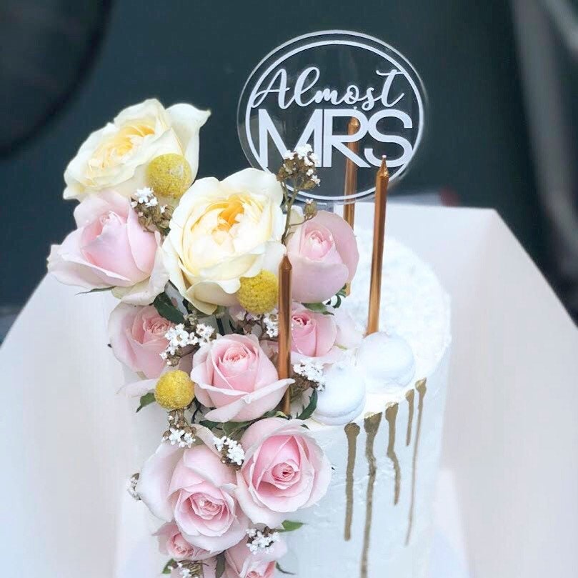 Bachelorette Party Cake Topper Almost Mrs Cake Topper Acrylic Cake