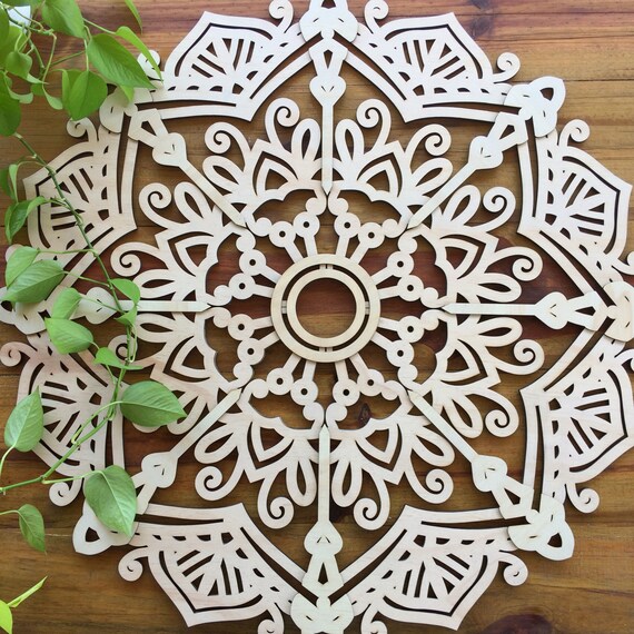 Mandala wall art. Laser cut wood mandala 58cm | Etsy