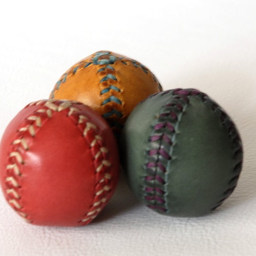 Set of Three Leather Juggling Balls 45mmapprox. Red Blue Etsy