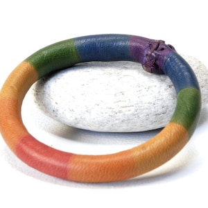 Pulsera de cuero redonda arco iris, pulsera de cuero, pulsera arco iris, pulsera del orgullo gay, LGBT