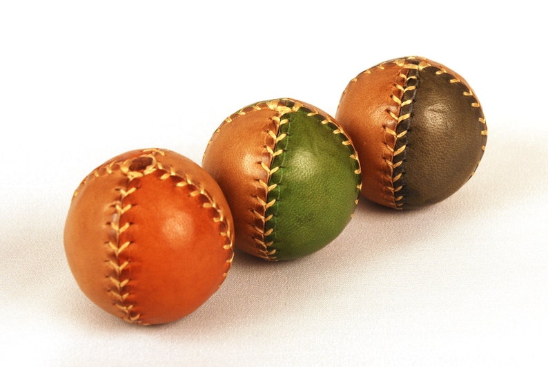 Set 3 Juggling Balls Leather Juggling Balls Vintage Style Etsy