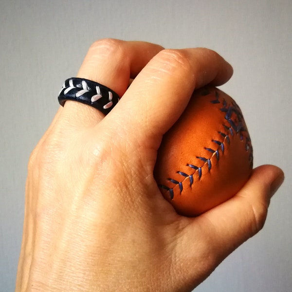 Custom Baseball Leather Ring: Sports Fan Jewelry