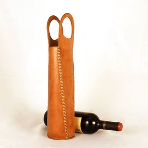 Botellero de cuero, Portavinos de cuero, Regalo para amantes del vino, Botellero hecho a mano, Estuche para Botella de Vino.