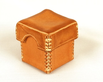 Small leather box. Cubby box.