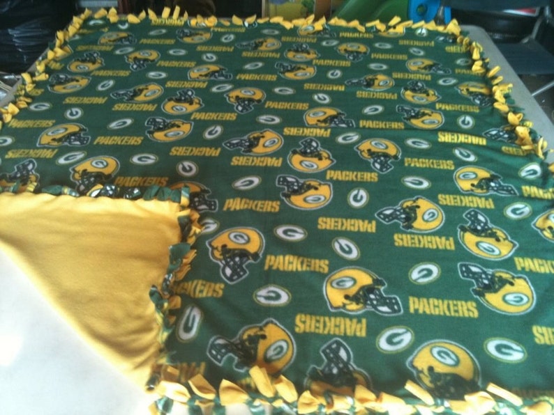 Green Bay Packers Double Sided Hand Tied Fleece Blankets Etsy