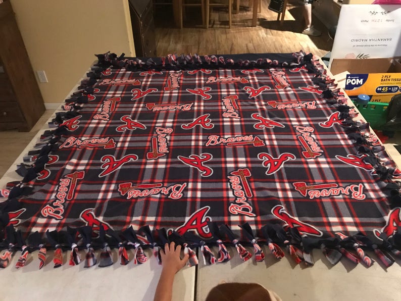 Atlanta Braves Hand Tied Fleece Blanket Etsy