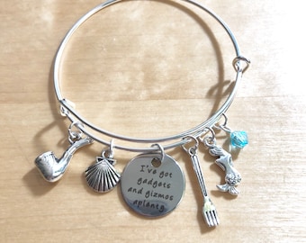 Bangle charm bracelet Ariel Little Mermaid inspired-FE gift- DCL Gadgets and Gizmos