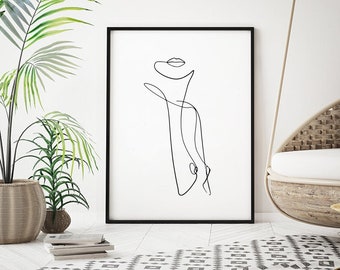 Naked Lady Outline Print, Female Torso, Body Outline Drawing Print