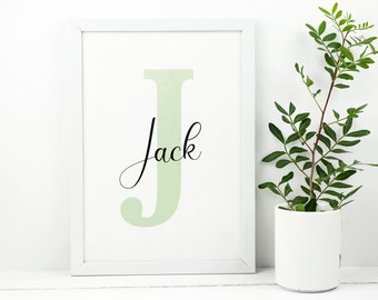 Custom Colour Initial and Name Print Wall Art Home Decor Frame