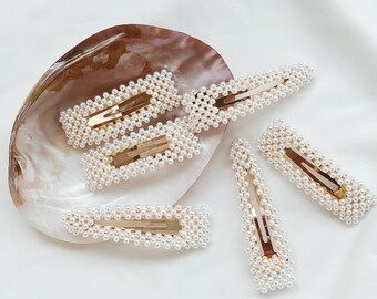 J. pearl embellished hair barrettes set of three Amazon.com : Pearly Joy Glass Pearl Embellished Hair  main image 3