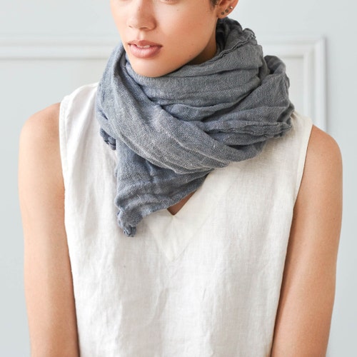 Washed Linen Scarf / Softened Linen Scarves in 9 Colors / Etsy