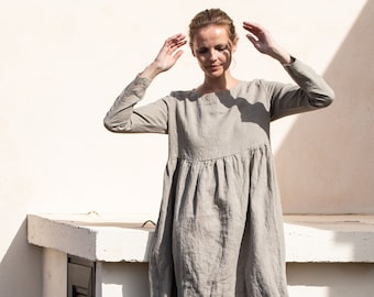 Pleated Linen Dress TRINITY - Etsy