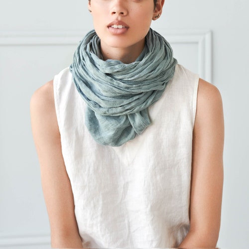 Washed Linen Scarf / Softened Linen Scarves in 9 Colors / Etsy