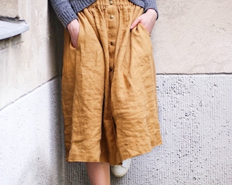 Linen front snap skirt MARSEILLE