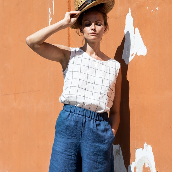 Linen top VIENNA / tank top / round neck / linen tank top