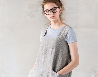 Linen Apron - Pinafore / Square Cross / pinafore apron / linen cross apron