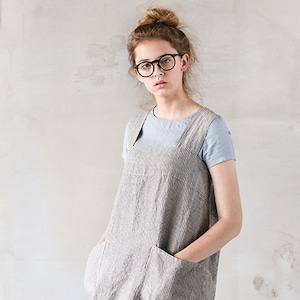 Linen Apron - Pinafore / Square Cross / pinafore apron / linen cross apron