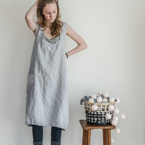 Gray Linen Apron - Etsy