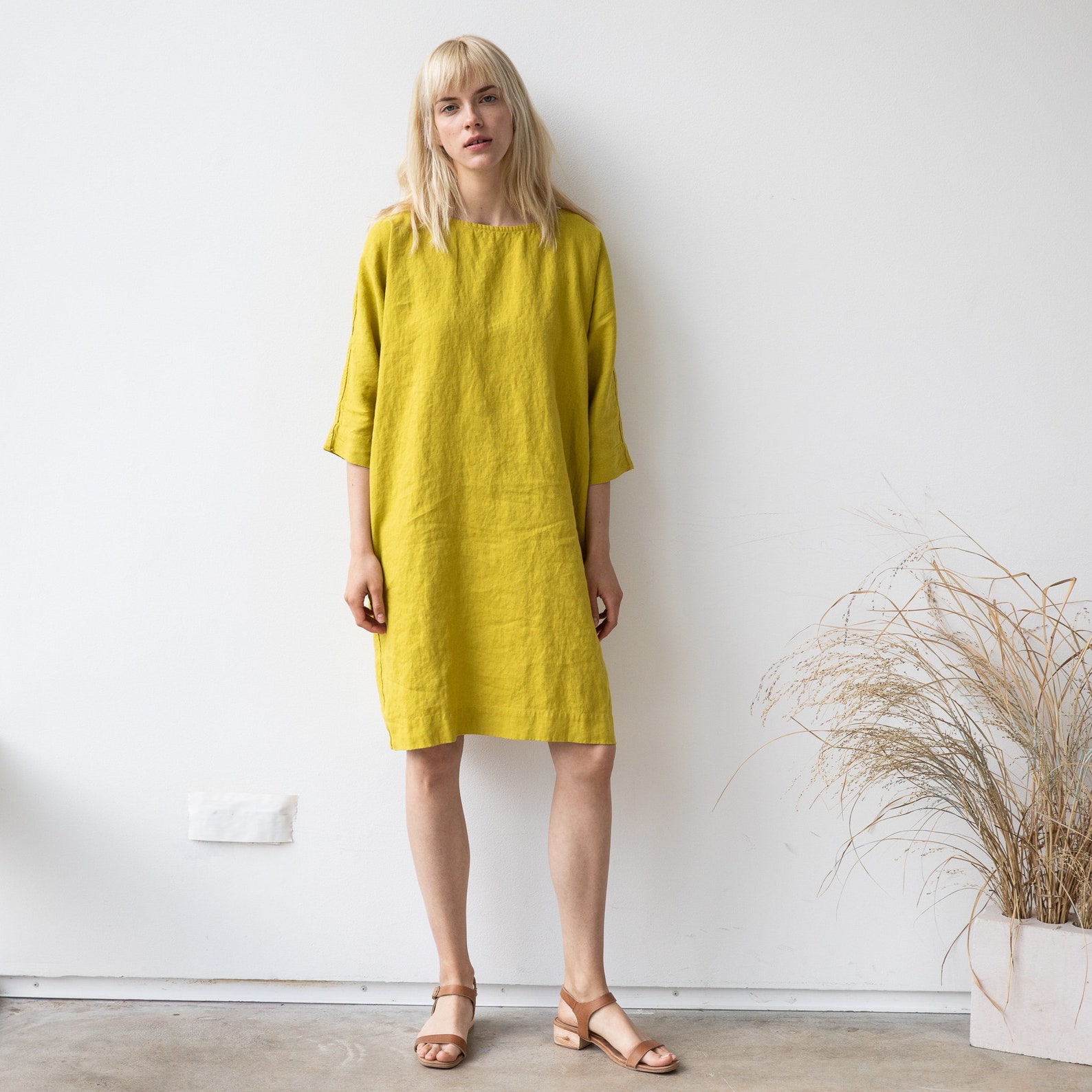 Washed Linen Tunic NOVEMBER / Linen Tunic Dress in Charcoal / Etsy