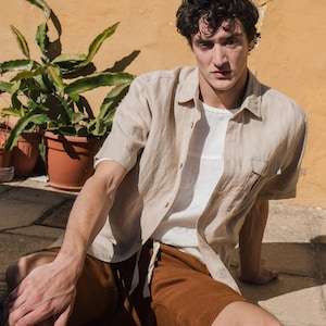 Linen shirt for men QUEBEC / short sleeve linen shirt / button down shirt / shirt for men / menswear