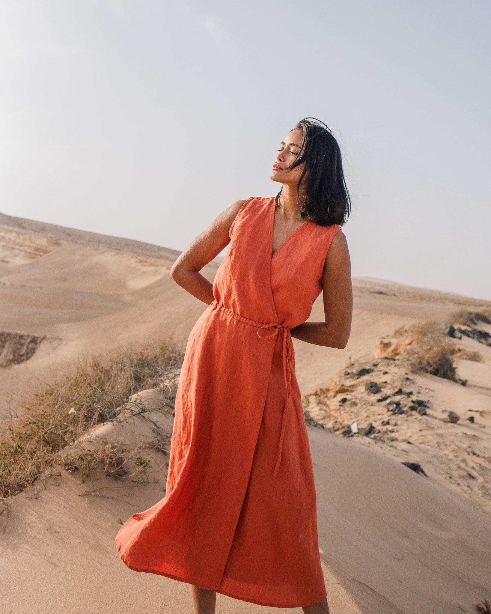 chinese dress ladies The Wrap Dress in Linen main image 1
