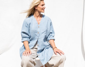 Linen button down shirt LIVORNO / womens linen shirt / oversize linen shirt / womens clothing