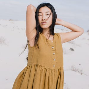 Sleeveless Linen Dress MAMA in MIDI length / linen dress/ maternity dress / linen dress midi / linen dress for women