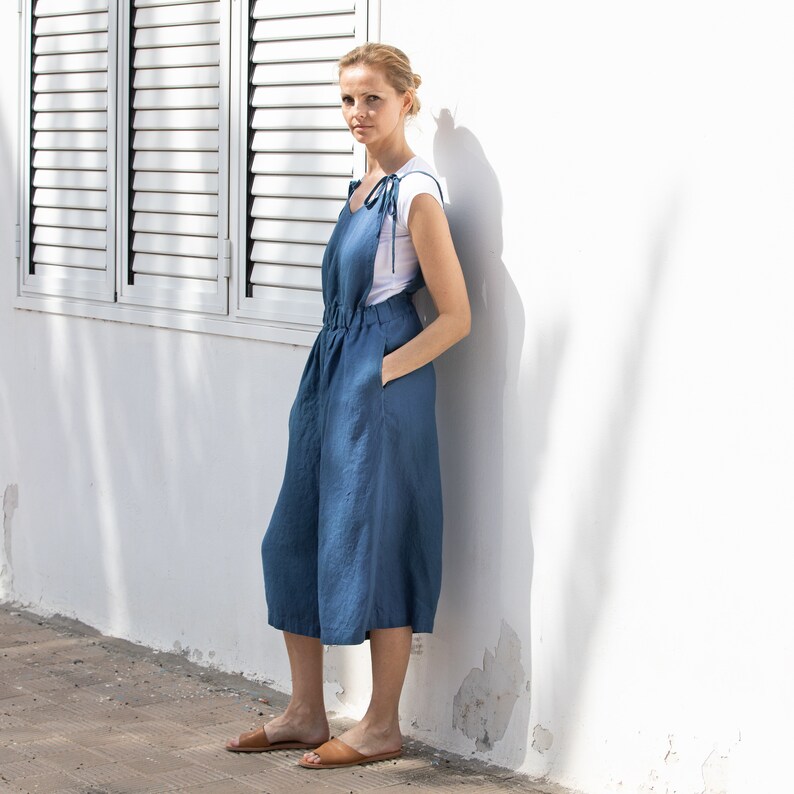 Linen jumpsuit PARIS / Washed linen overall / Linen romper Etsy