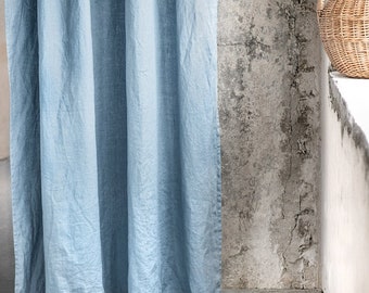 Linen curtain (1 panel) in swedish blue / linen drapes / curtain panels