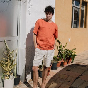 Mens short sleeve linen shirt BURNIE / linen shirt for men / mens linen t shirt / summer shirt / linen shirt