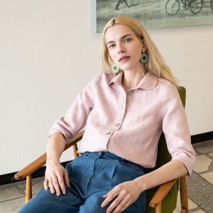 Linen collar shirt LILLE / linen shirt women / linen shirt image 1