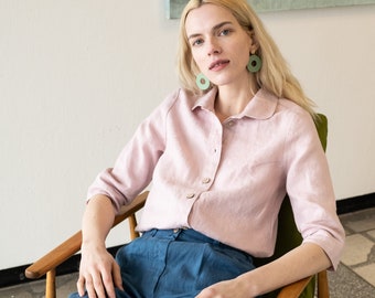 Linen collar shirt LILLE / linen shirt women / linen shirt