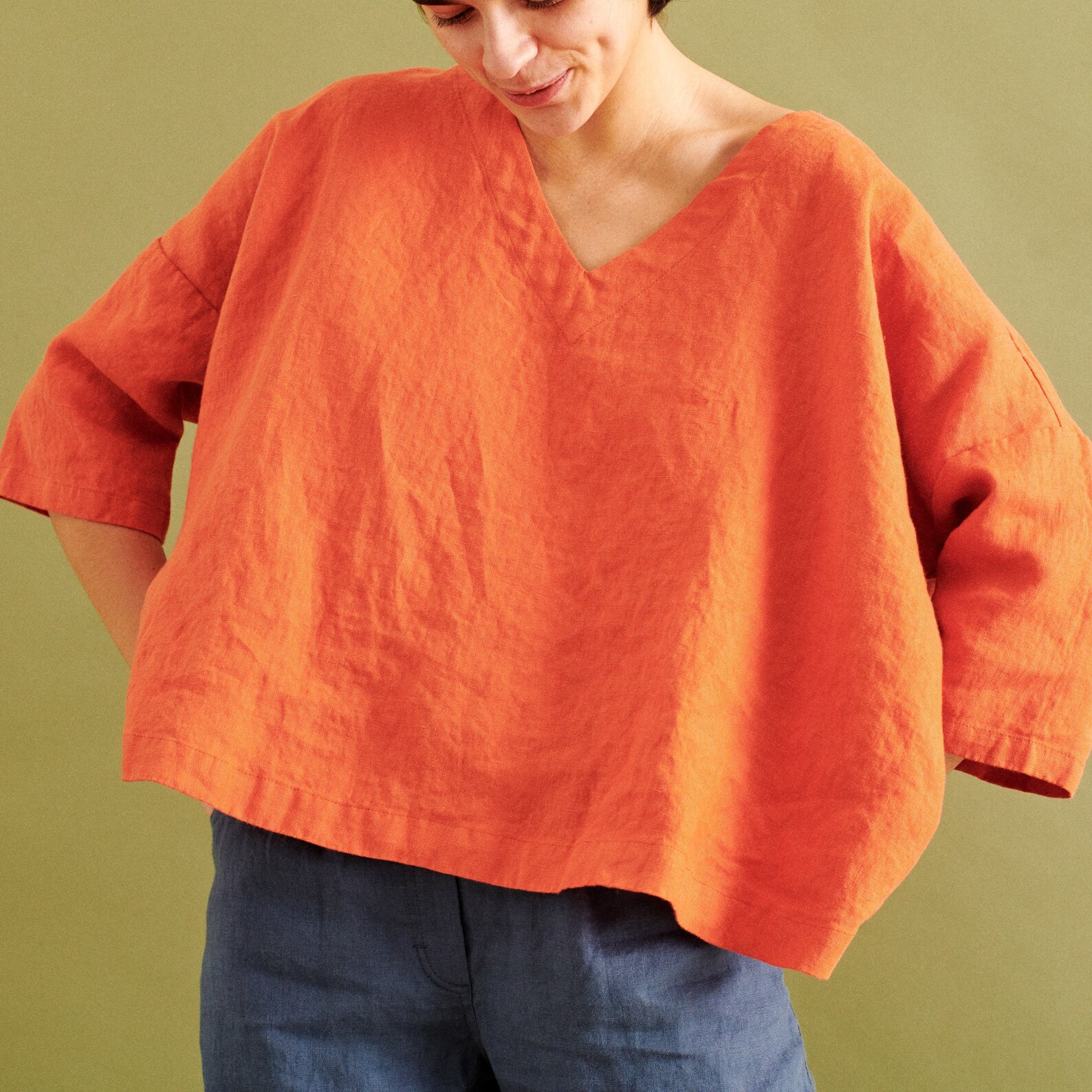 Oversized Linen Top OLD LONDON in V Neck Etsy
