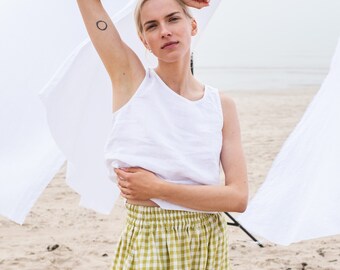 Linen top BAY-2 / cropped linen top / linen crop top / sleeveless linen top