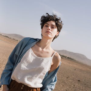 Linen cami top RIMINI / sleeveless linen top / linen tops for women / round neck / linen top