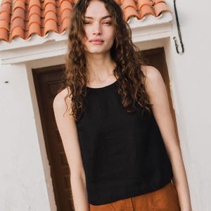 Leinen Top BAY / Crop top / Leinen Oberteil für Damen / ärmelloses Leinen Top