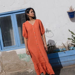 Linen dress ANGEL / linen button down / button down dress / linen maxi dress