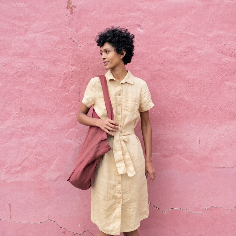 Long Linen Button Down Shirt Dress WANAKA Etsy