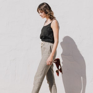 Linen pants ATHENS / Loose linen pants / pants elastic waist image 6