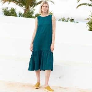 Linen dress PATNA / Drop ruffle / maxi length / long linen dress / long dress image 5