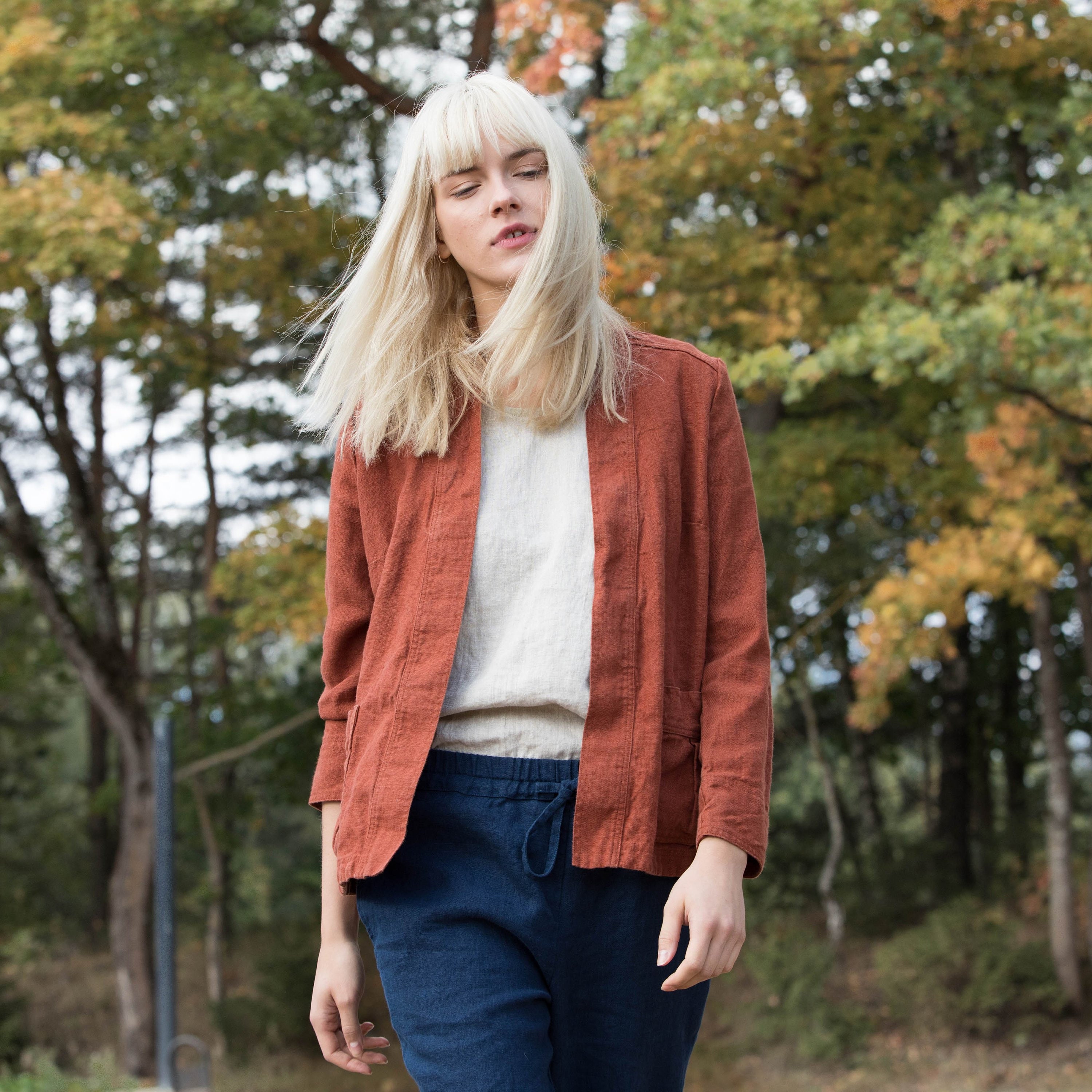 Wrap linen jacket STOCKHOLM in heavy linen/ Washed and soft Etsy