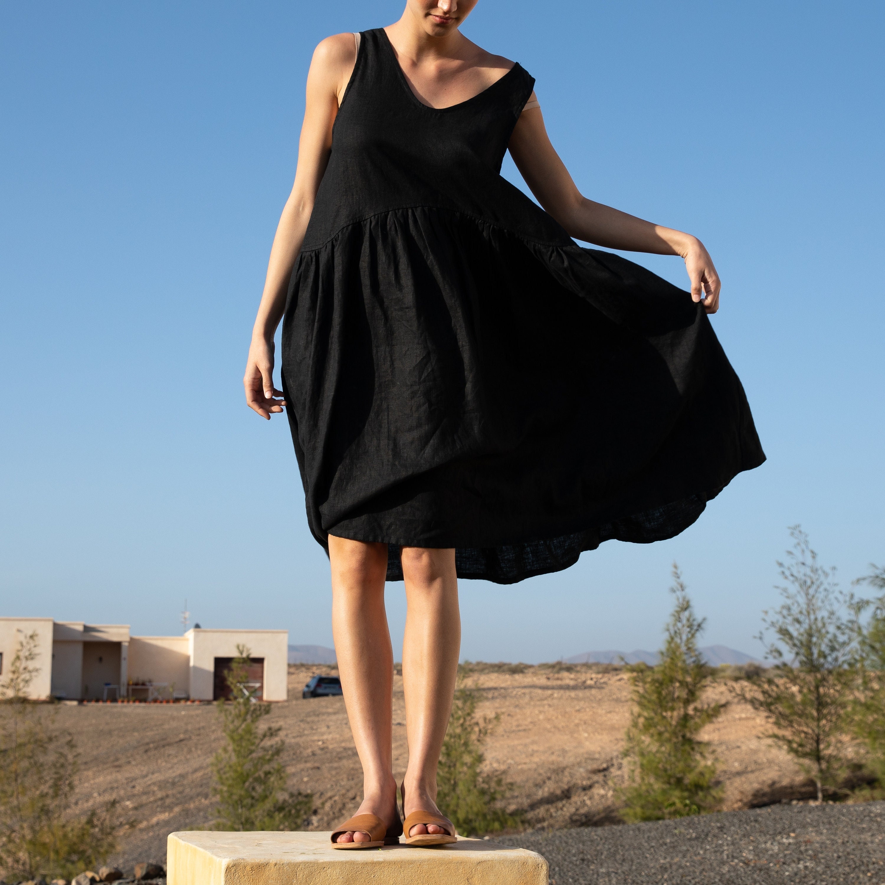Linen Smock Dress VOLUME / Oversized 