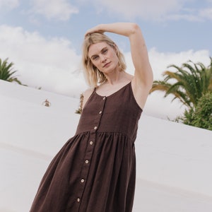 Slip dress Sarah / maxi length / button down / slip linen dress / linen dress with pockets image 6