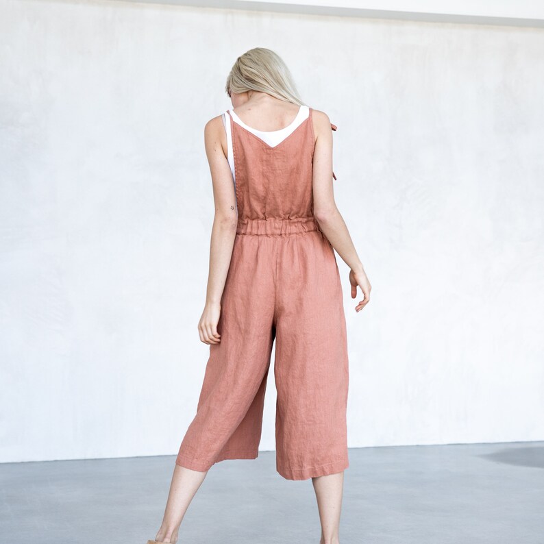 Linen jumpsuit PARIS / Washed linen overall / Linen romper Etsy