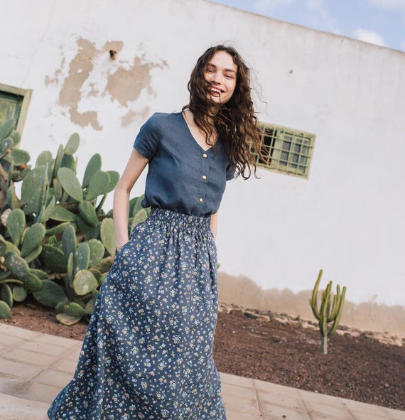 Linen Skirt SION / Linen Midi Skirt / Linen Skirt Woman - Etsy