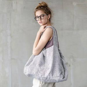 Linen tote bag / beach tote / shoulder bag /