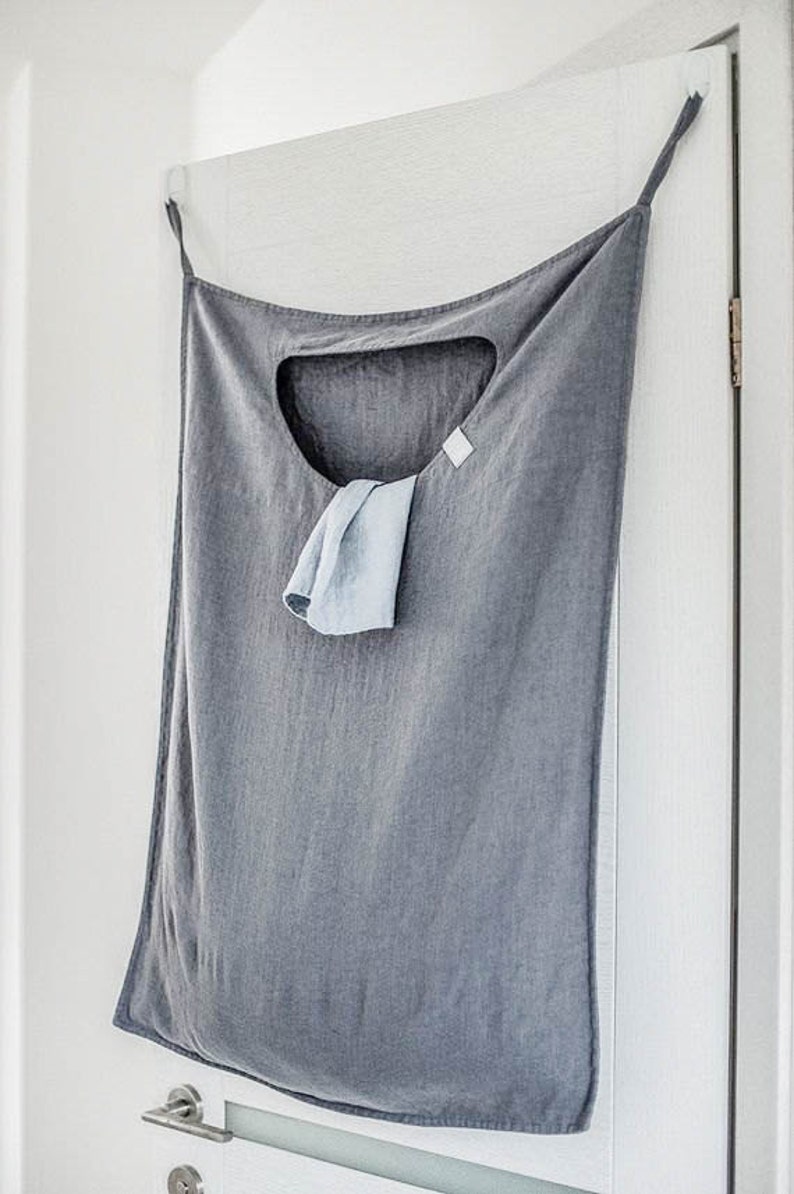 Hanging LAUNDRY BAG / linen laundry bag / hanging basket / laundry bags image 1