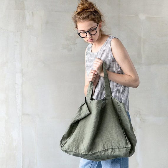 ショルダーバッグ・ポシェット GREEN STUFF Loose fit rope shopper bag 57 linen beige linen Linen TOTE BAG / Shoulder Bag / Linen Beach Bag / Shopping